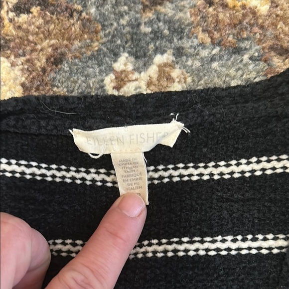 Eileen Fisher Organic Cotton Black and White Striped Sweater‎ Small - Picture 2 of 7